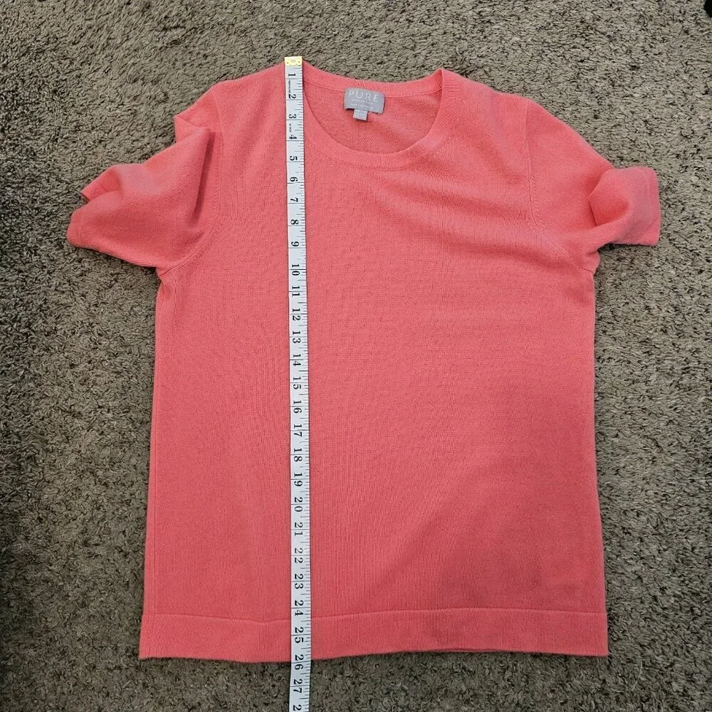 PURE Collection Pink 100% Cashmere Soft Popover Short Sleeve Sweater US 8/10 - Picture 9 of 9